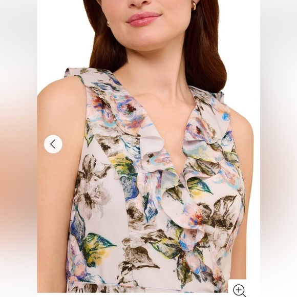 Adrianna Papell ruffled v neck floral sleeveless dress size 4 NWT - Picture 11 of 12
